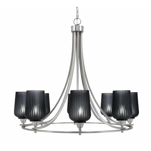 Toltec Lighting 3408-Bn-4252 Paramount - 8 Light Uplight Chandelier-31 Inches Tall And 34 Inches Wide, Finish Color: Brushed Nickel, Glass Color: Smoke Textured