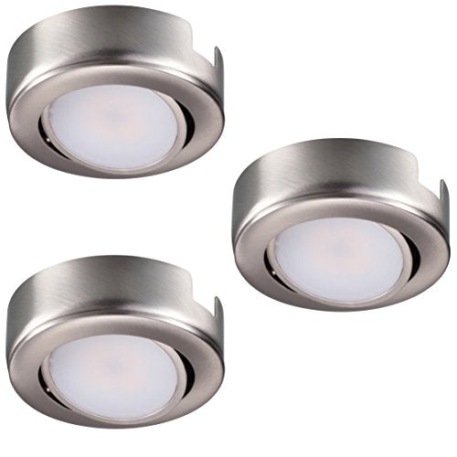 Getinlight Swivel Led Puck Light Kit With Etl List, Recessed Or Surface Mount Design, Warm White 2700K, Brushed Nickel Finish, (Pack Of 3), In-0107-3-Sn
