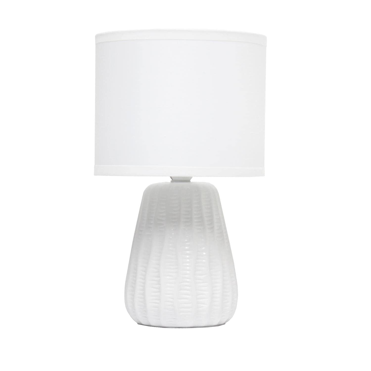 Simple Designs LT1138-OFF Ceramic Accent Lamp, 11.02in Off-White, Matching Shade, Ideal for Bedroom, Living Room, Nightstand
