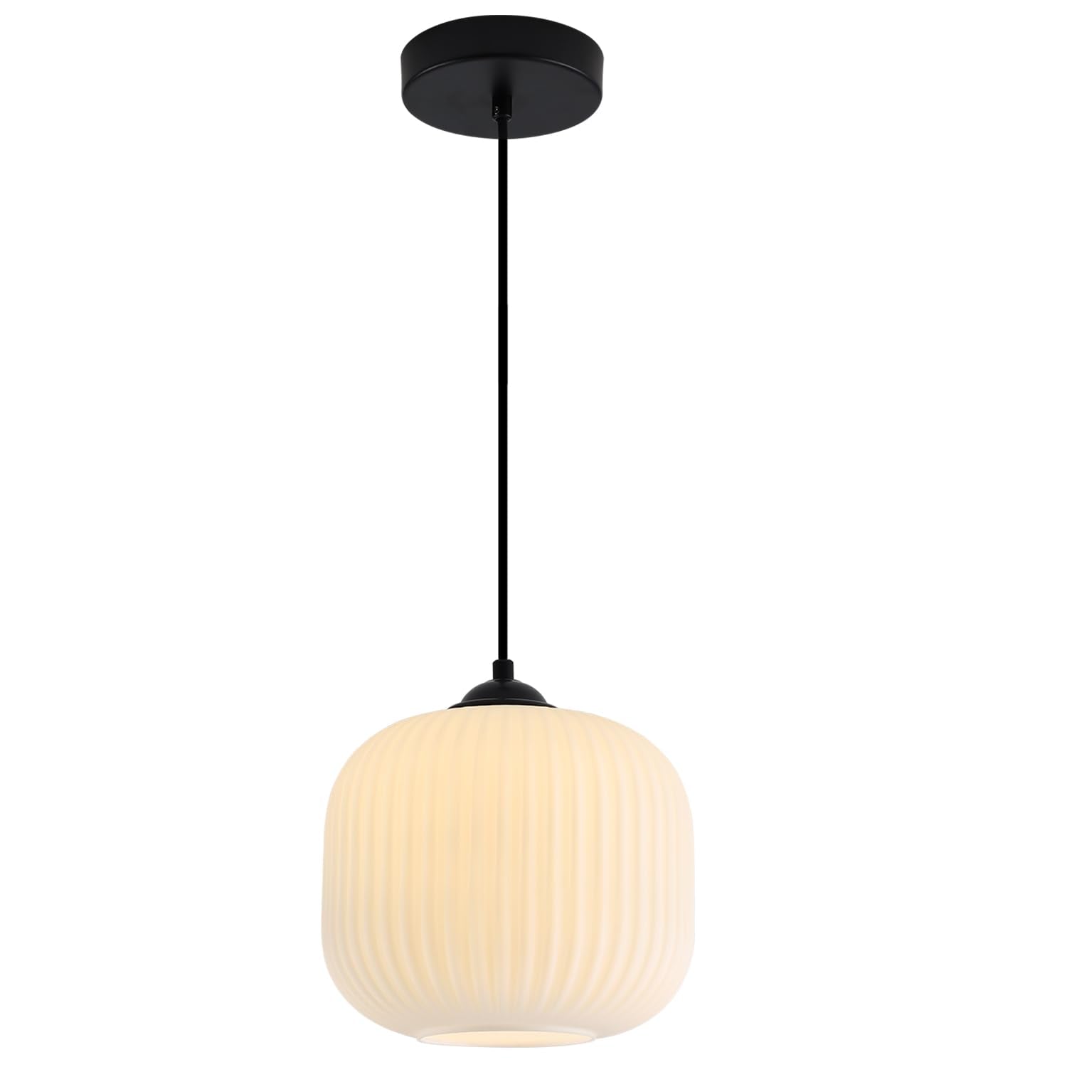 KCO Lighting Frosted White Glass Pendant Light Black Pendant Light Fixture Mid Century Modern Globe Pendant Light Rustic Farmhou