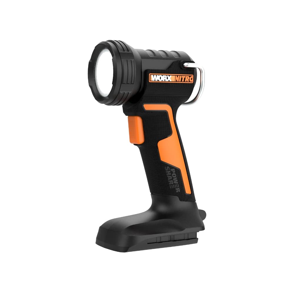 WORX Nitro 20V LED Work Light PowerShare, 160/350 Lumens Portable Light, LED Flashlight with Flexible Pivoting Head WX025L.9 - T