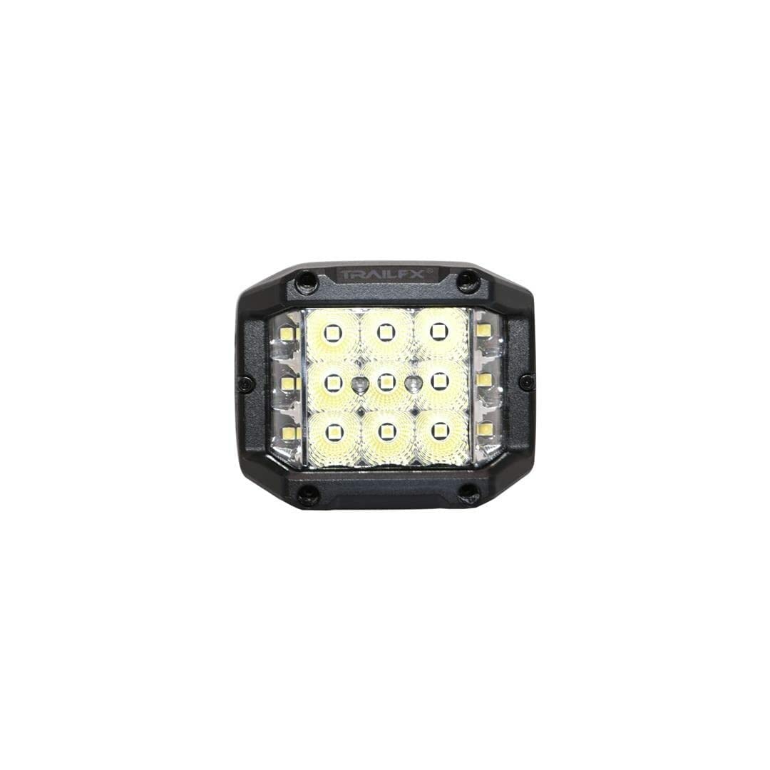 Trailfx 4 Inch Cube LED Light - Spot/Flood Combo Beam, 9000 Lumens, Model PODSIDEF, Includes Wiring Harness & Mounting Hardware
