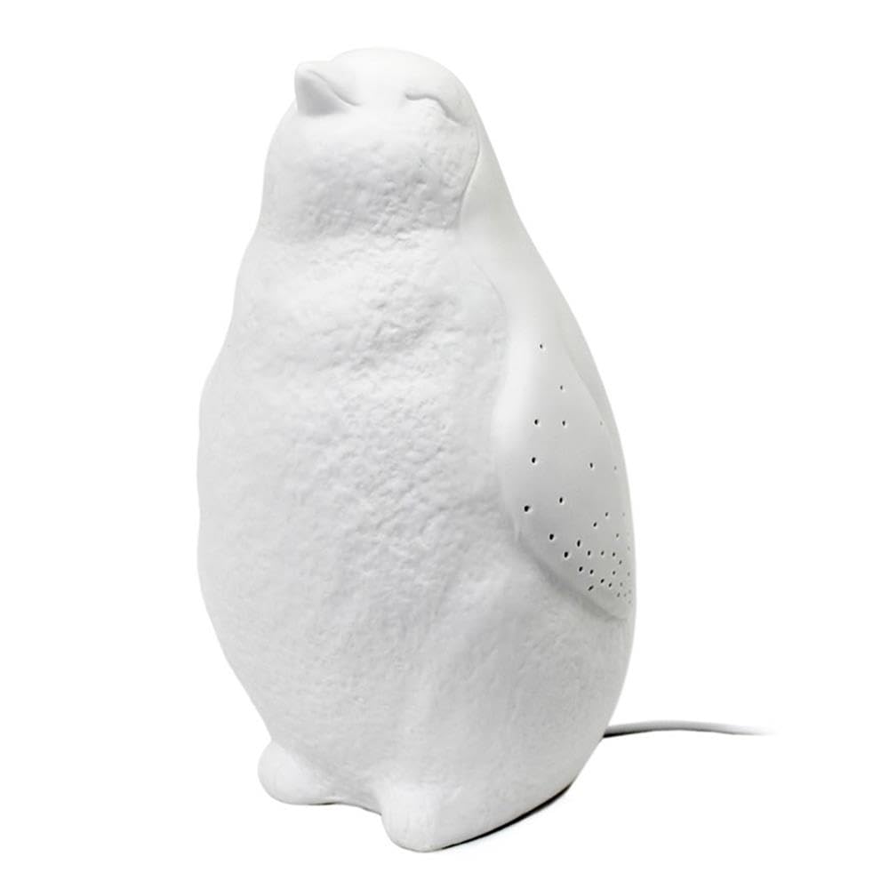 Simple Designs Home Lt3213-Wht White Porcelain Animal Shaped Table Lamp, Artic Penguin