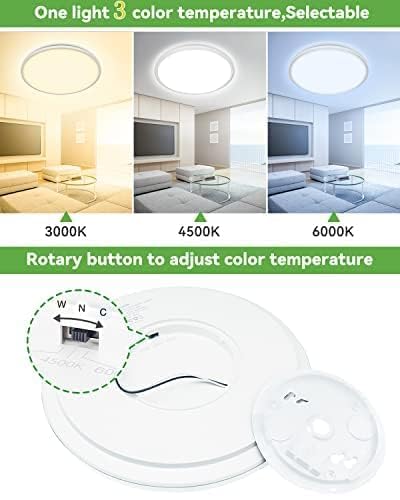 Zemty 2Pack 12 Inch Led Flush Mount Ceiling Light, Super Thin 28W 3200Lm Low Profile Ceiling Lights, 3 Color Temperature In One