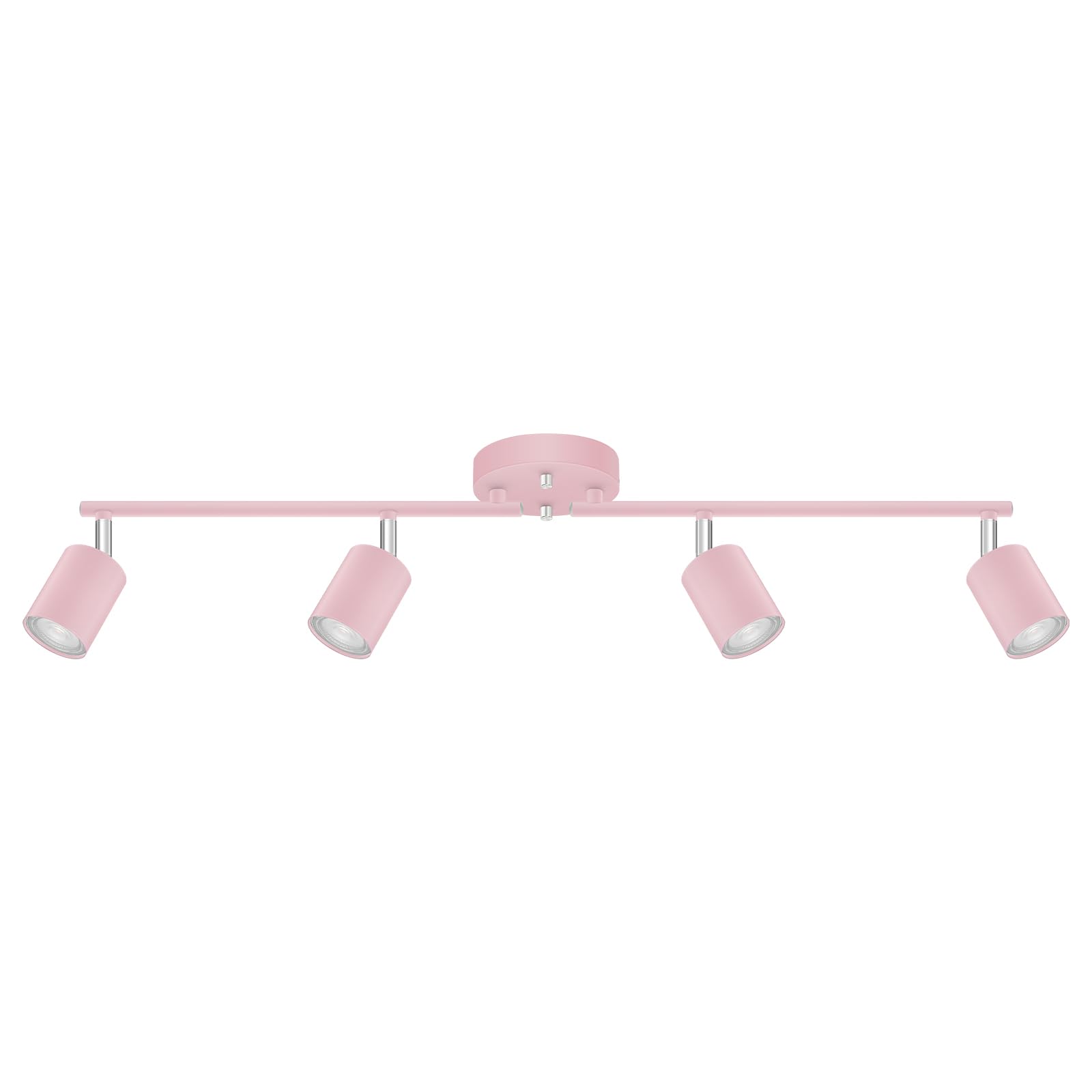 Track Lighting Fixture Ceiling, 4-Light LED Track Lights Kit, Modern Ceiling Light Fixtures, Pink Wall Decor Spot Lighting for G