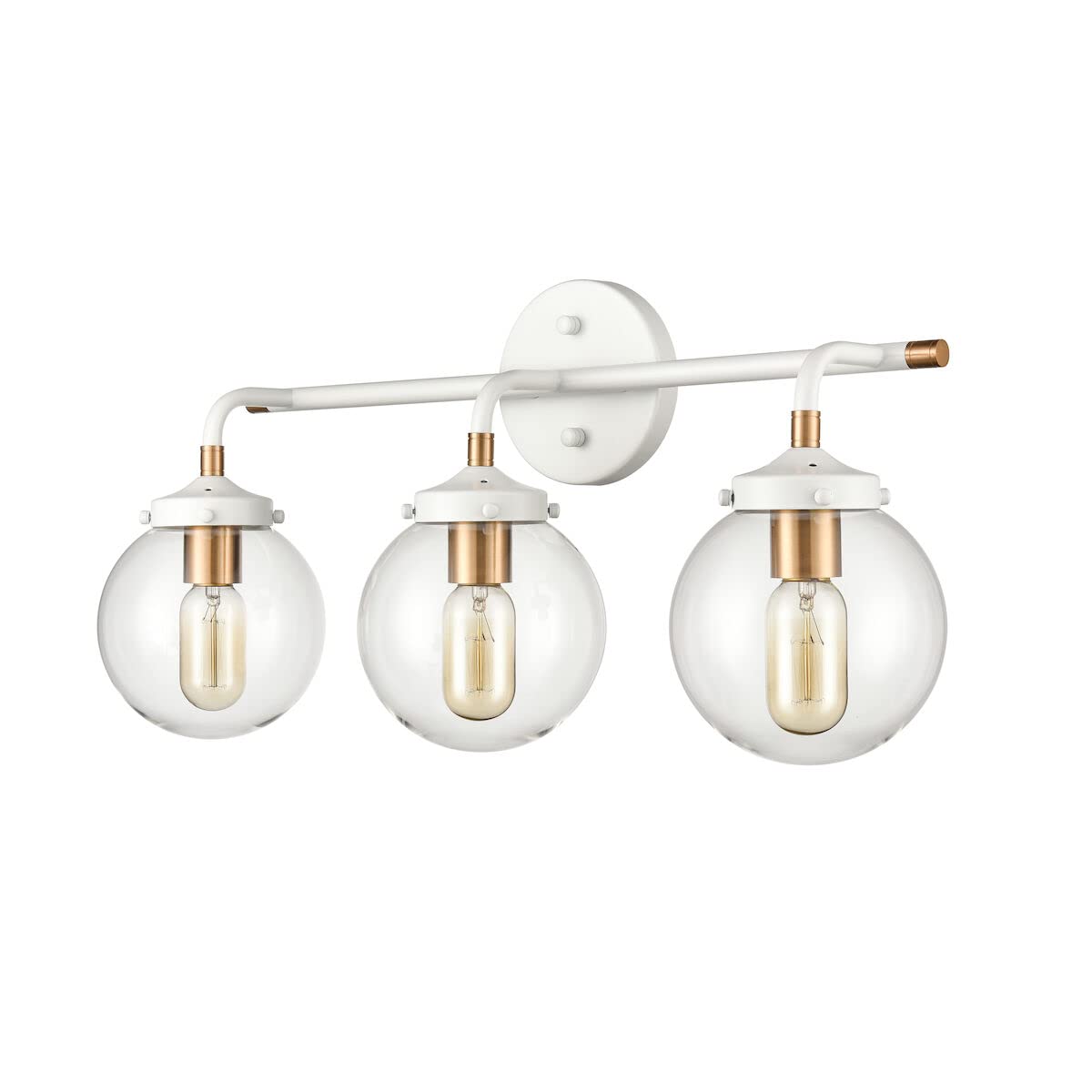 Elk Home Boudreaux 3-Light Vanity Light, Matte White Finish, Clear Glass, Modern Style