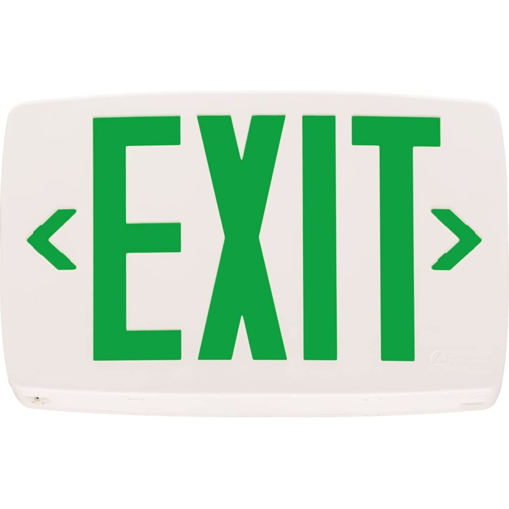 Lithonia Lighting Quantum LED Emergency Exit Sign, Green Letters, No Battery Back Up, Model LQM S W 3 G 120/277 M6