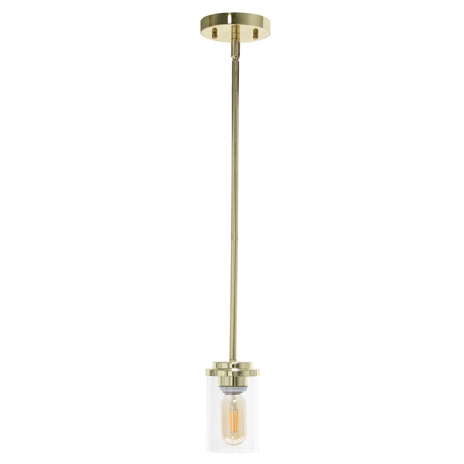 Elegant Designs 1-Light Hanging Pendant, Glass, 4.75x4.75x5.75 inches, Gold, Model PT1020-GLD