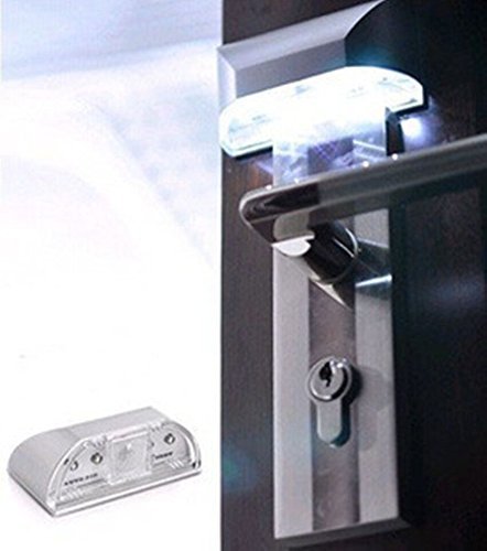 DEEIRAO Keyhole Light Lamp - Battery Operated PIR Motion Detector with 4 LED Bulbs, Wireless Auto Sensor Night Light for Doors, White