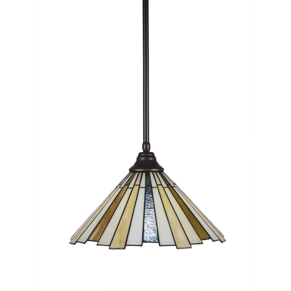 Toltec Lighting 26-Dg-933 Stem Hung Pendant With Sequoia Glass, 16&quot;, Dark Granite