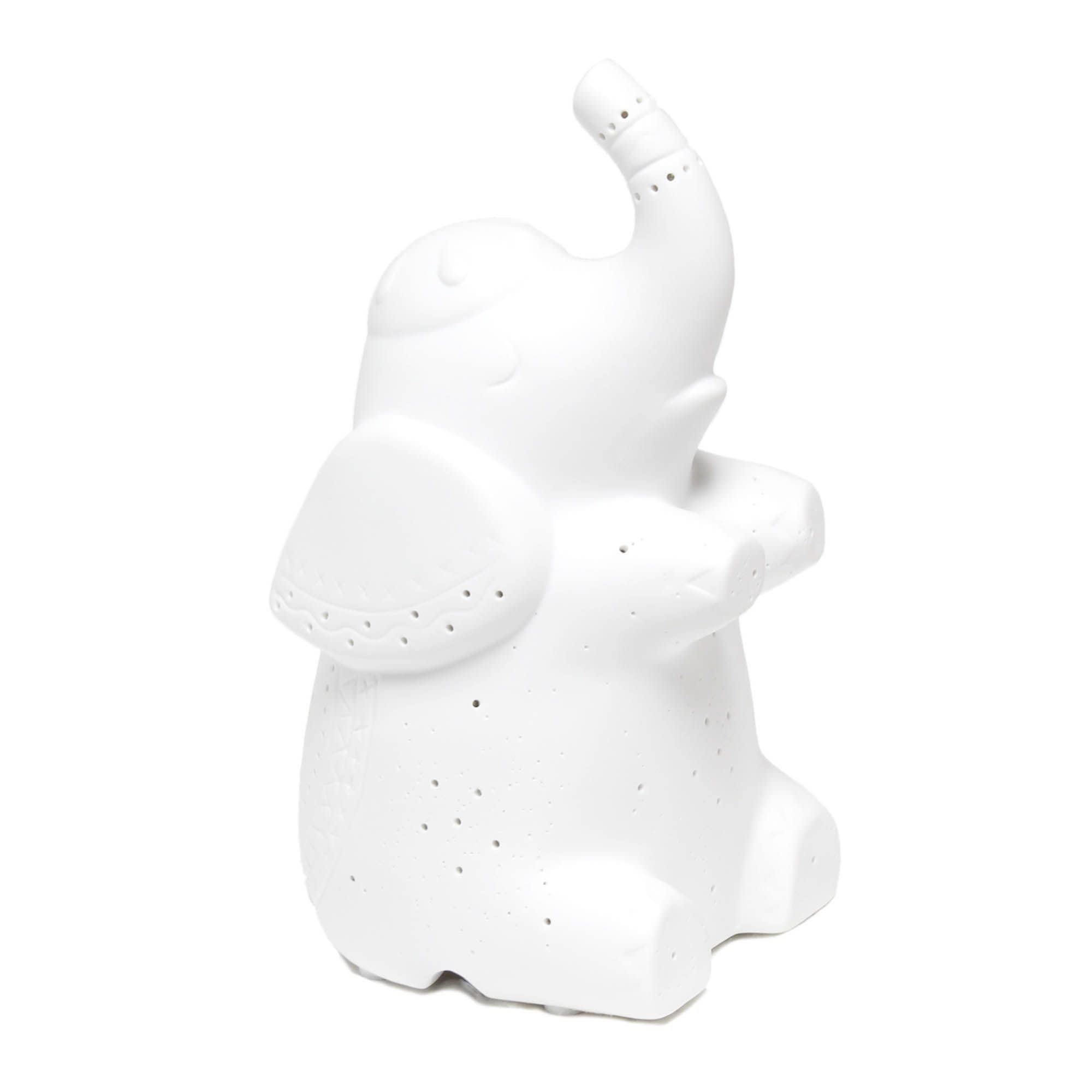 Simple Designs Lt3337-Wht White Porcelain Fun Shaped Sitting Night Light Table Lamp, Elephant