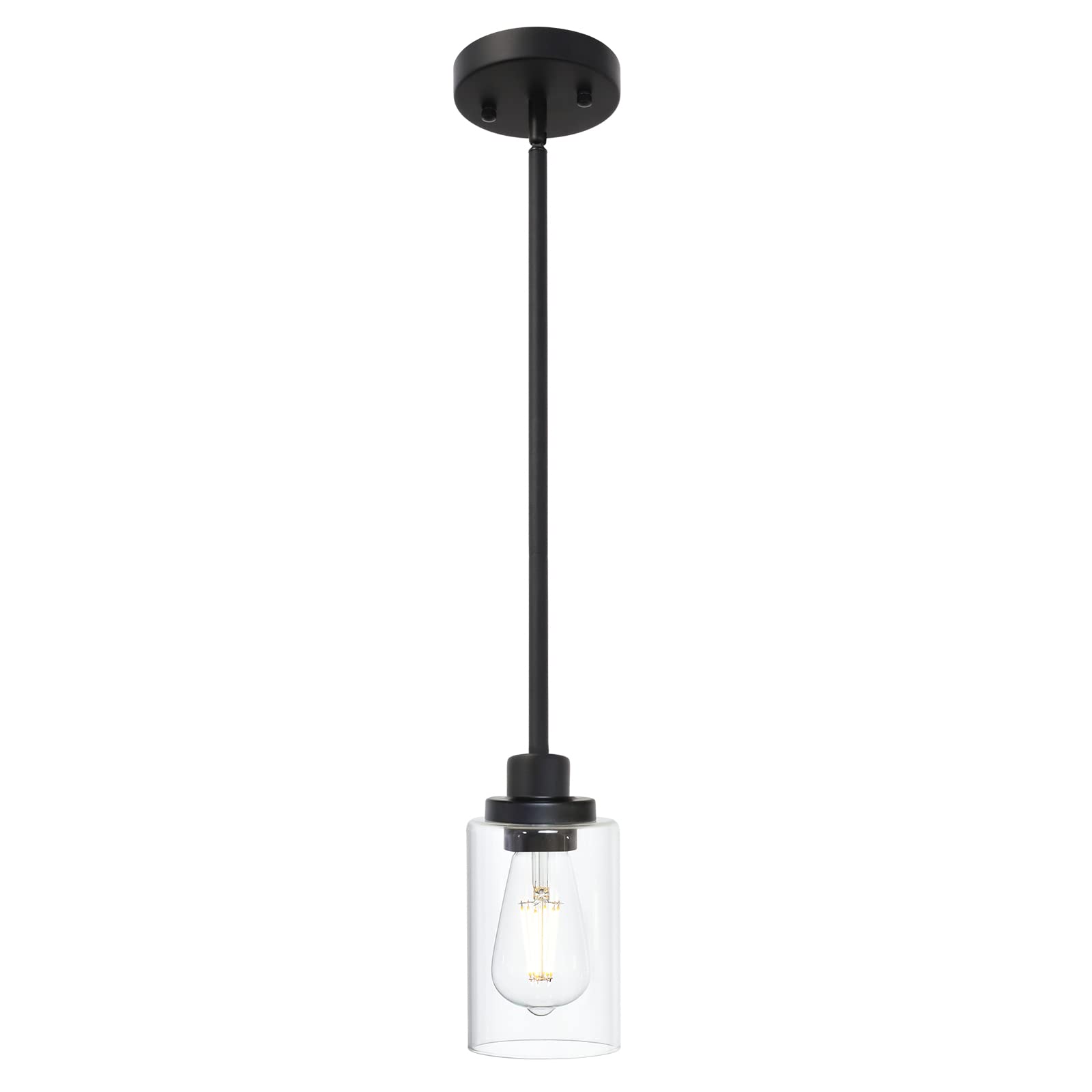 TODOLUZ 6-Lights Kitchen Island Light Fixture, Black, Clear Glass Shades, Model 732688371454, Farmhouse Style