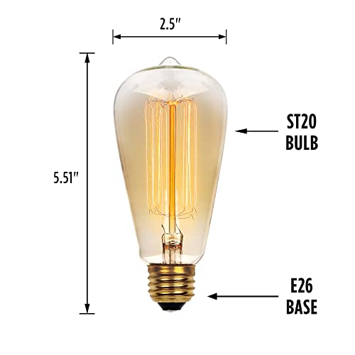 Westinghouse 60 Watt ST20 Amber Vintage Bulb, Glass, Pack of 6, Model 0413220