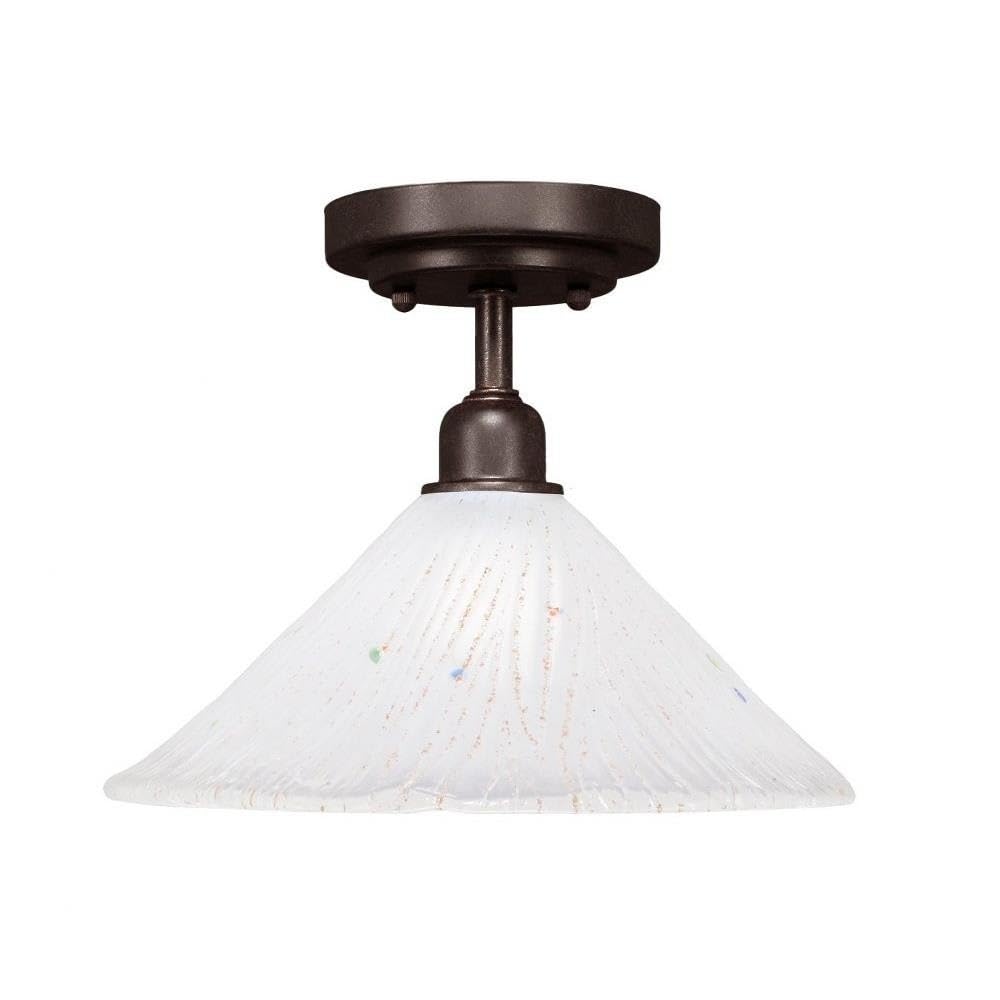 Toltec Lighting 280-Dg-701 Vintage 1 Bulb Semi-Flush With 12&quot; Frosted Crystal Glass, Dark Granite Finish