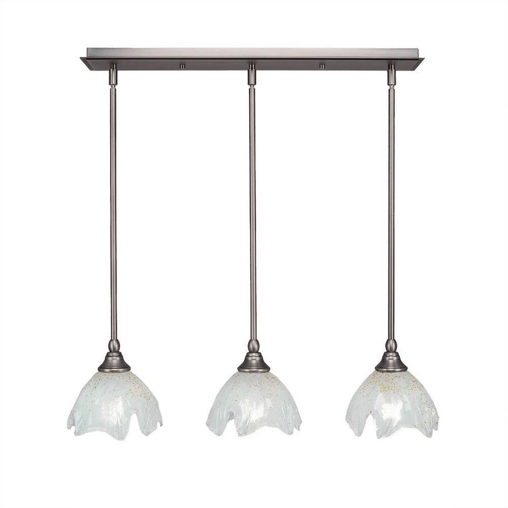 Toltec Lighting 25-Bn-755 3 Light Multi-Light Mini Hang Straight Swivel Pendant With Gold Ice Glass, 7&quot;, Brushed Nickel