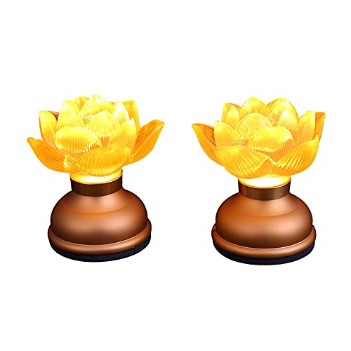 1Pair - LED Glazed Lotus Buddhist Lamp, Light offering Before Buddha, USB Rechargeable Lotus Light, Temple Decoration & Faith Su