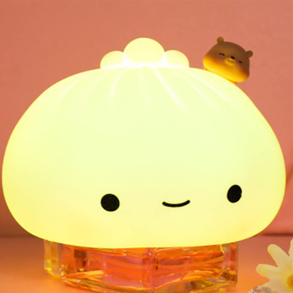 Jmlampee Cute Dumpling Lamp Usb Rechargeable Silicone Squishy Light 7Colors Changing Baby Sleeping Lamp Night Light For Christma