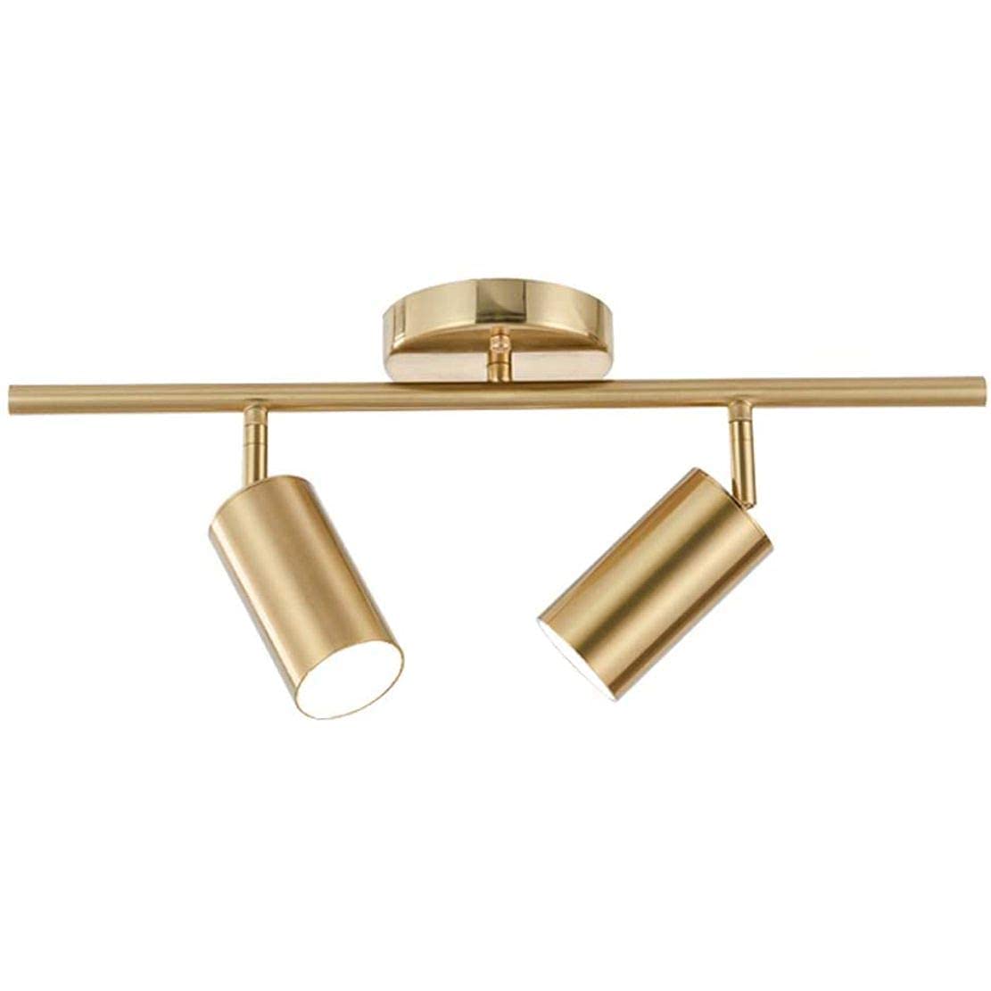 Bokt Mid Century Modern 2-Lights Led Track Lighting Kit, Gold Flush Mount, Adjustable Angle, Brushed Brass, Model Df-B6Yv-C8Ci-2