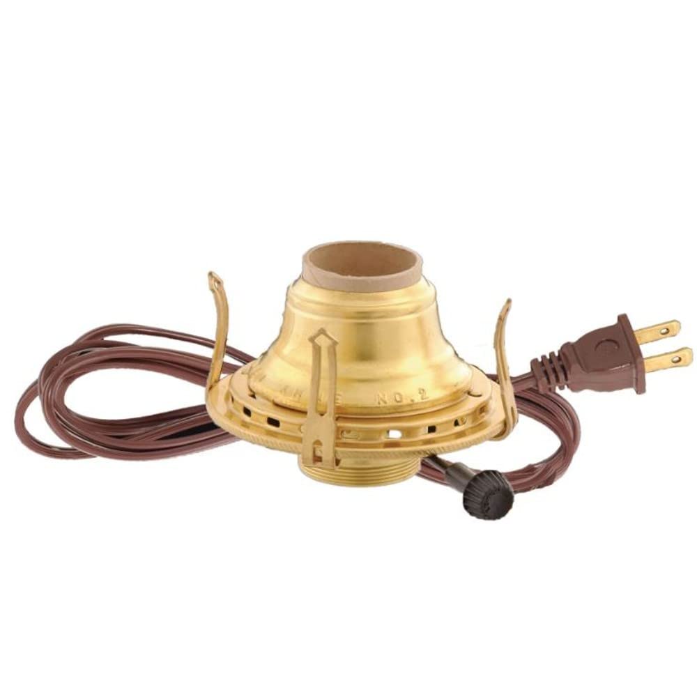 Lehman'S Brass #2 Electric Converter Burner For Oil Lamps With Brown Cord