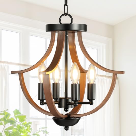 Lanpesting Farmhouse Chandelier,4-Light Modern Hanging Pendant Lighting,Rustic Vintage Ceiling Chandelier Light Fixture for Hall