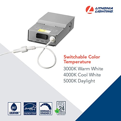 Lithonia Lighting Wf4 Led 30K40K50K 90Cri Mw M6 Recessed Light, Wafer Downlight With Ultra Thin Round Trim, Color Temperature Selectable, 3000K | 4000K | 5000K, 4-Inch, Matte White