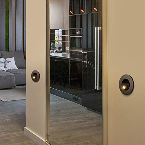 Luminturs Modern Wall Sconce Light Fixture,Recessed Wall Lamp,Bedside Reading Lamp,Path/Step Light,Gimbal Hidden On/Off Switch,Circle Aluminum,Led 3W Warm White 3000K,Adjustable&Rotatable Black