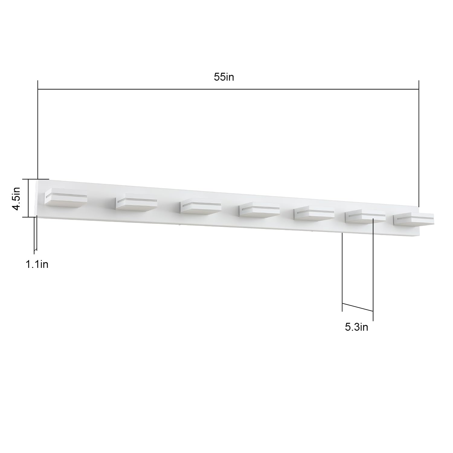 Sinerise Led Modern Bathroom Vanity Light Fixtures (7-Light, 55-Inch), Matte White Modern Acrylic Bathroom Wall Lighting Fixture