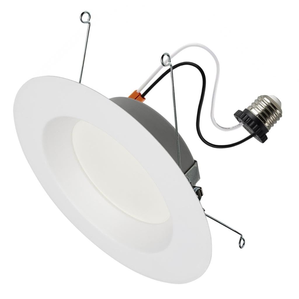 Satco 5-6 Inch Round LED Retrofit Downlight with Smooth Baffle, 12.5W, 3000K, White