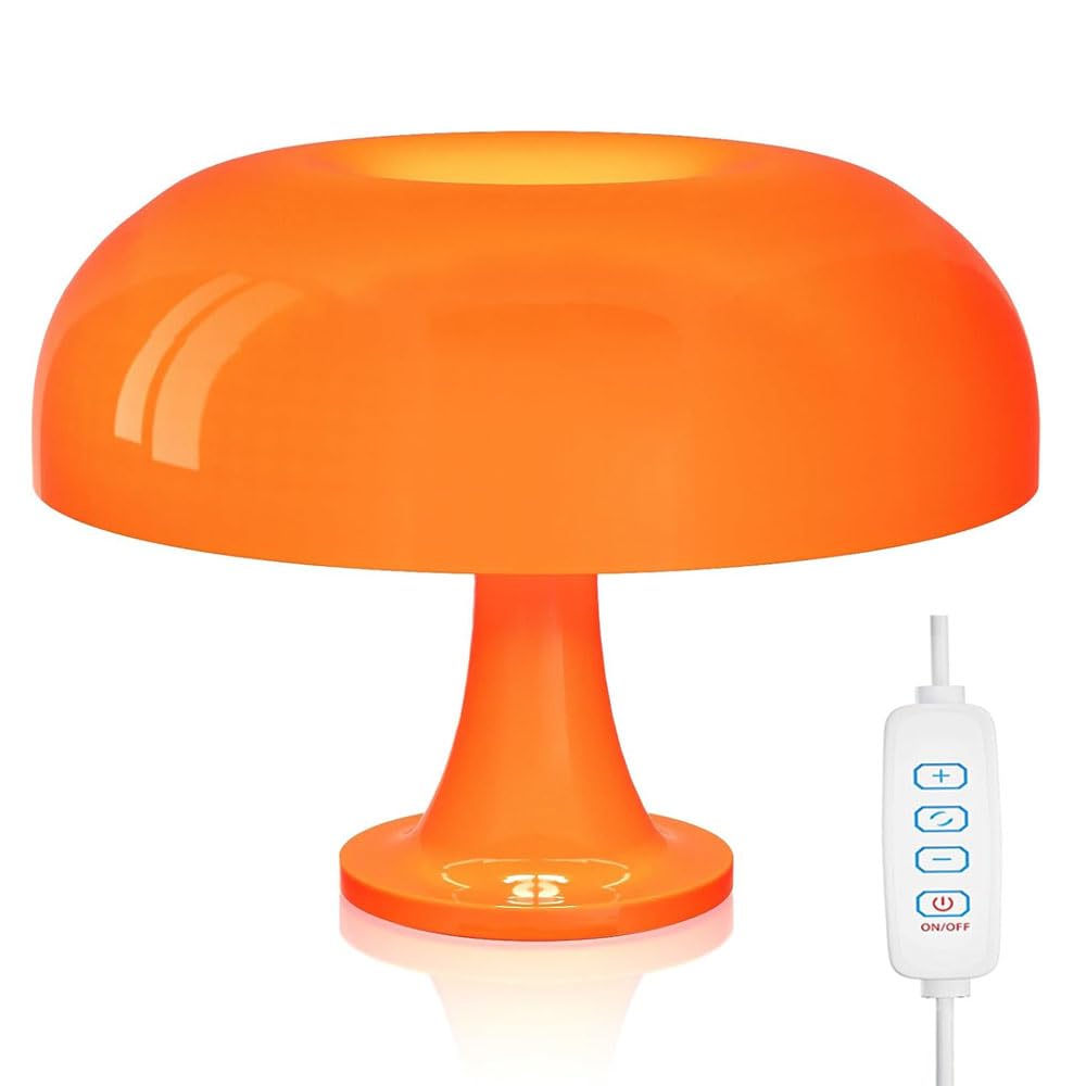 Retro Orange Mushroom Lamp For Bedroom Nightstand Mid Century Modern Table Lamp Decor Aesthetic Lighting Dimmable Mushroom Shape