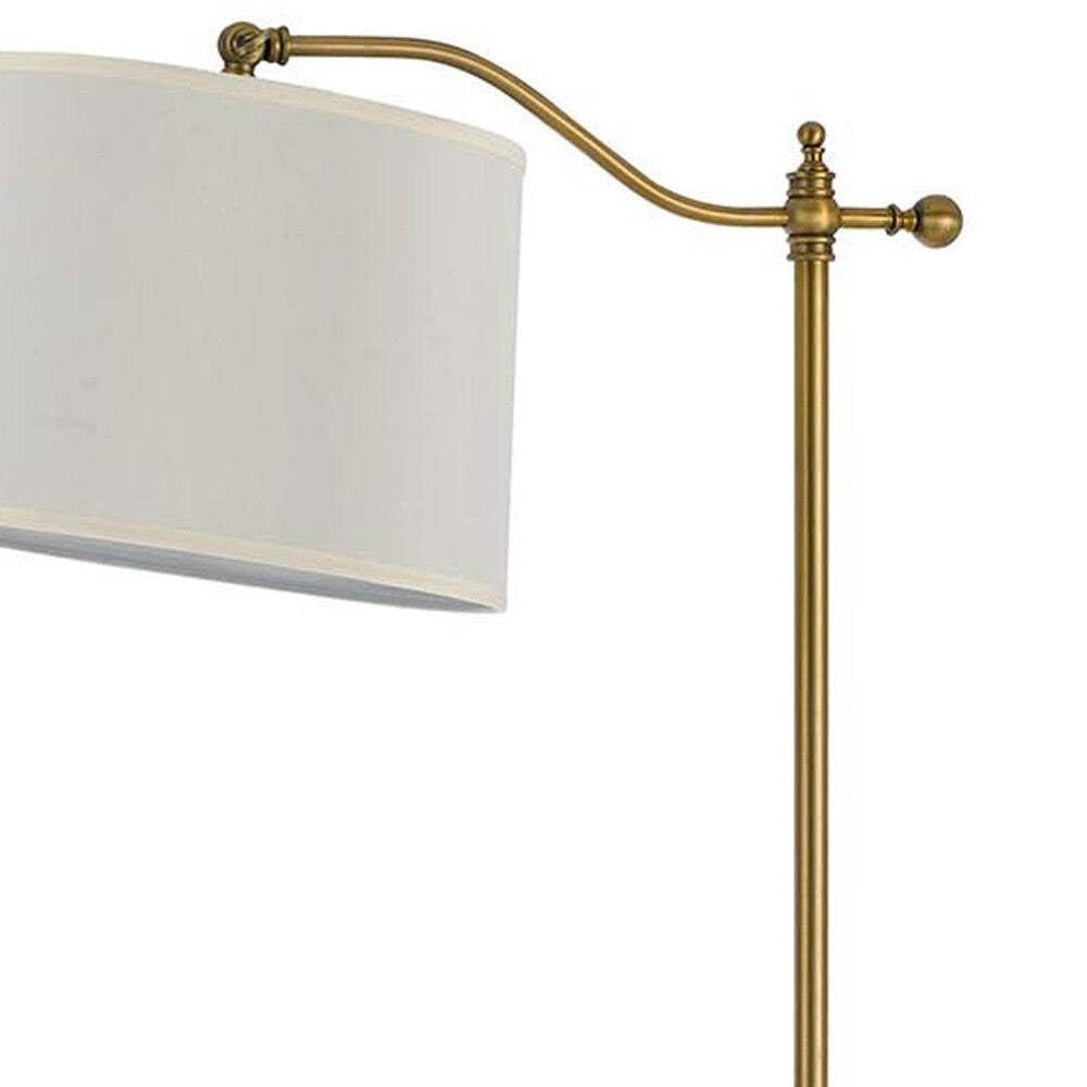 HomeRoots Adjustable Traditional Floor Lamp, 63 in., Metal, White Shade, Bronze