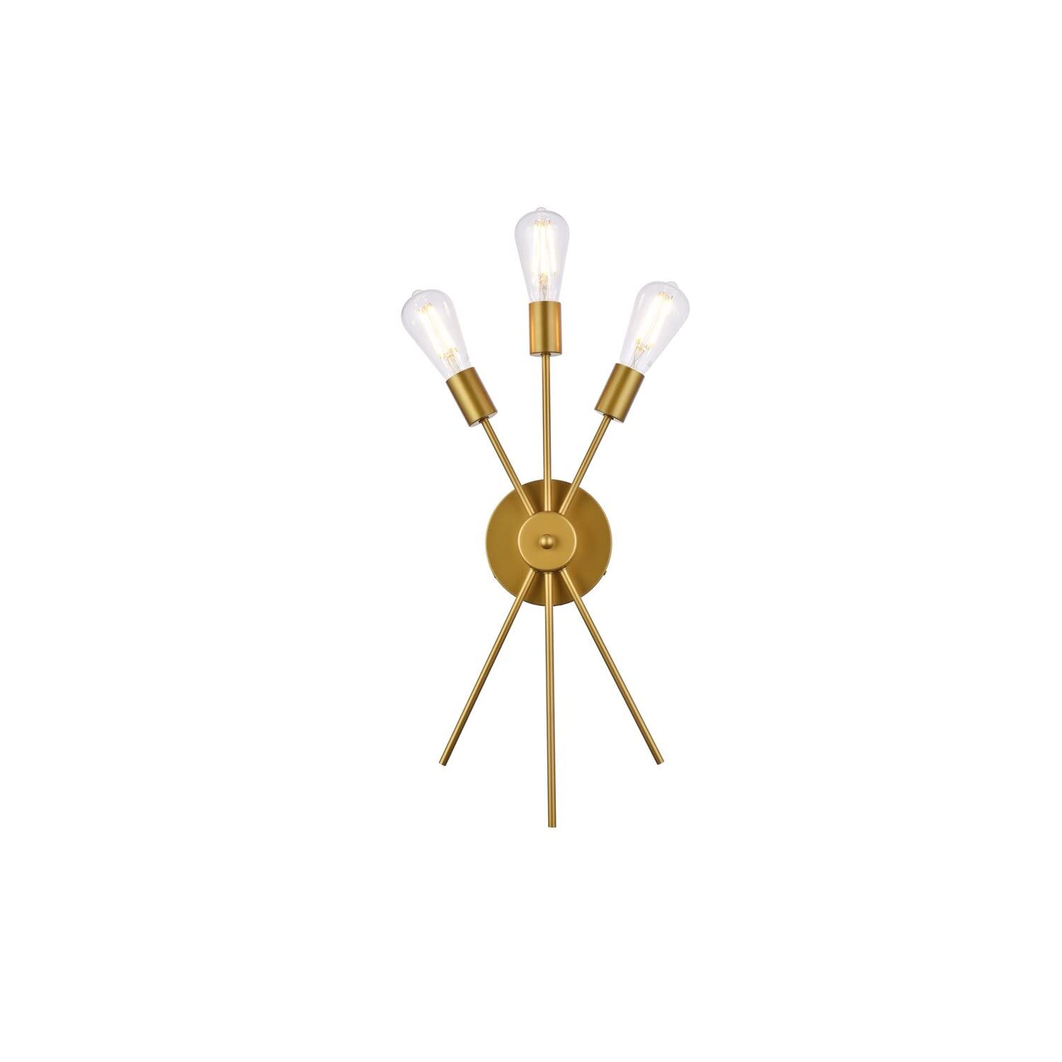 Living District Lucca 3-Light Mid-Century Metal Bath Sconce in Brass