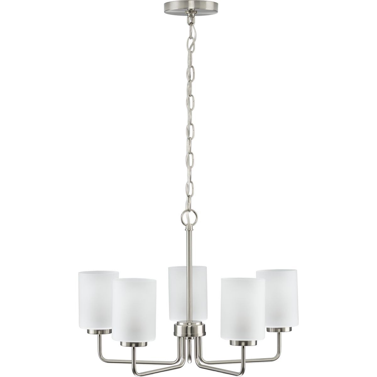 Progress Lighting 5-Light Chandelier, Brushed Nickel, Etched Glass, Model P400275-009