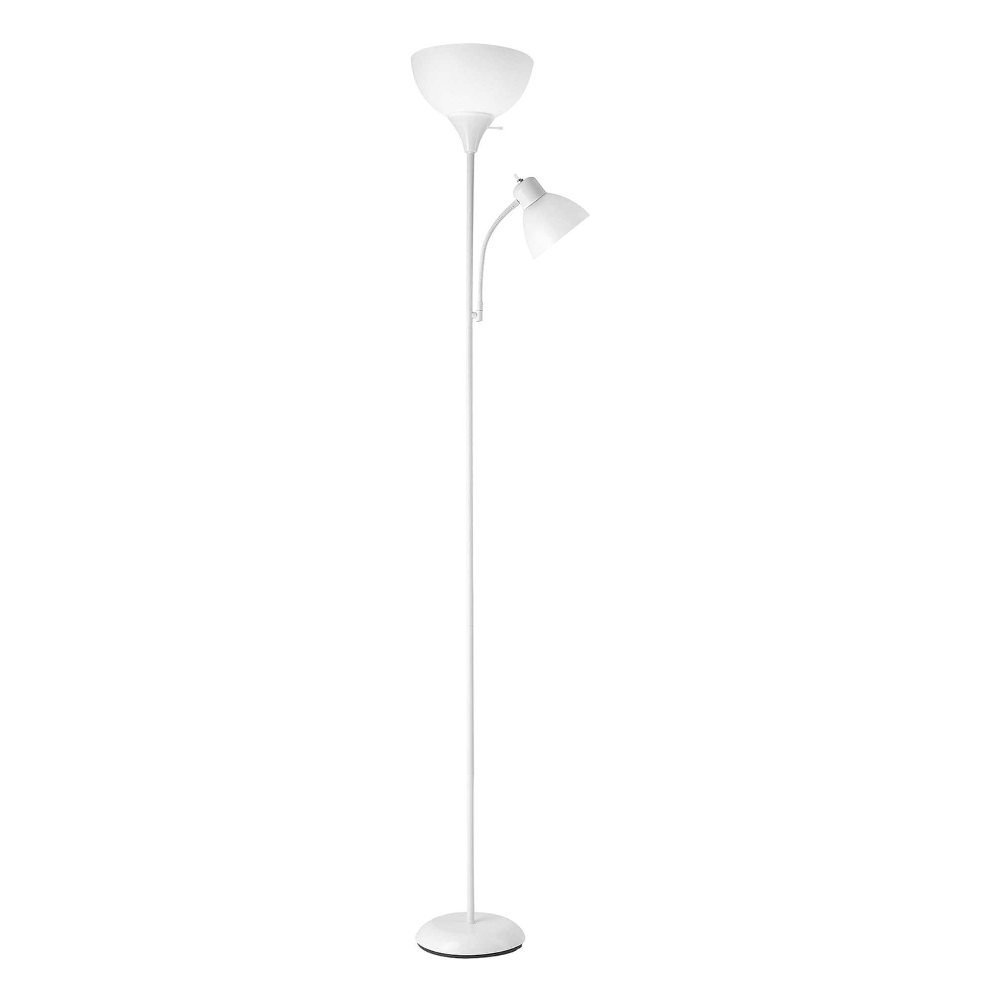 Globe Electric Torchiere Floor Lamp with Adjustable Reading Light, 72in Matte White, Metal, Model 67136