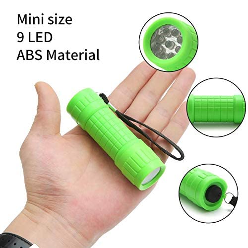 Whaply 6-Pack Small Mini Flashlight Set, 9-LED Handheld Flashlight with Lanyard,18-Pack AAA Battery Included for Kids/Night Read