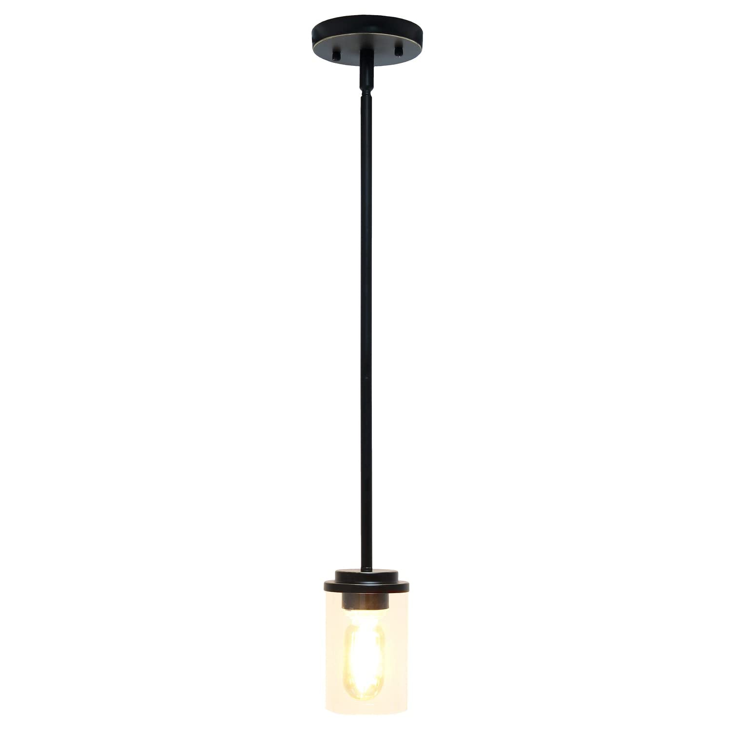Lalia Home 1-Light Pendant Fixture, Clear Cylinder Glass, Antique Brass, 4.75x4.75x53 in, Model 1270-LHP-3011-AB