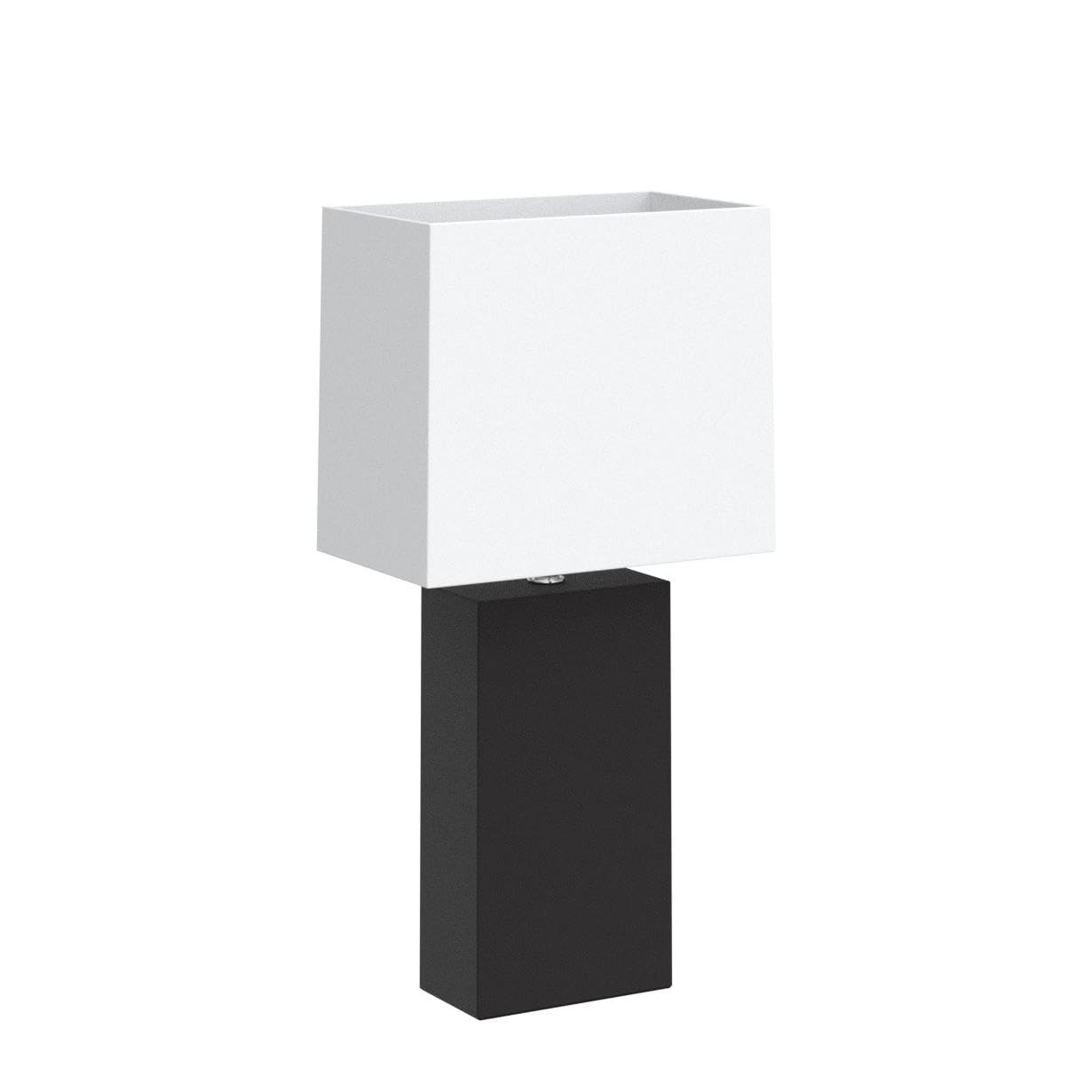Elegant Designs Modern Leather Table Lamps, 2 Pack, Black with White Fabric Shades, Model LC2000-BLK-2PK