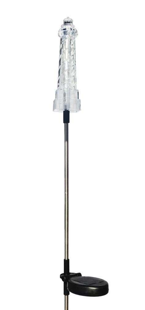 Solaration Solar Powered Lighthouse Garden Stake Light, Acrylic, Transparent, Model SGSL1028