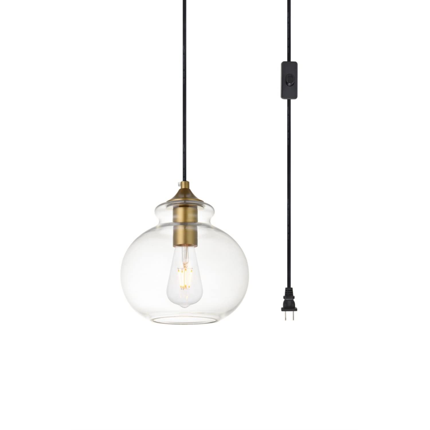 Living District Destry 1-Light Mid-Century Metal Pendant - Brass Finish