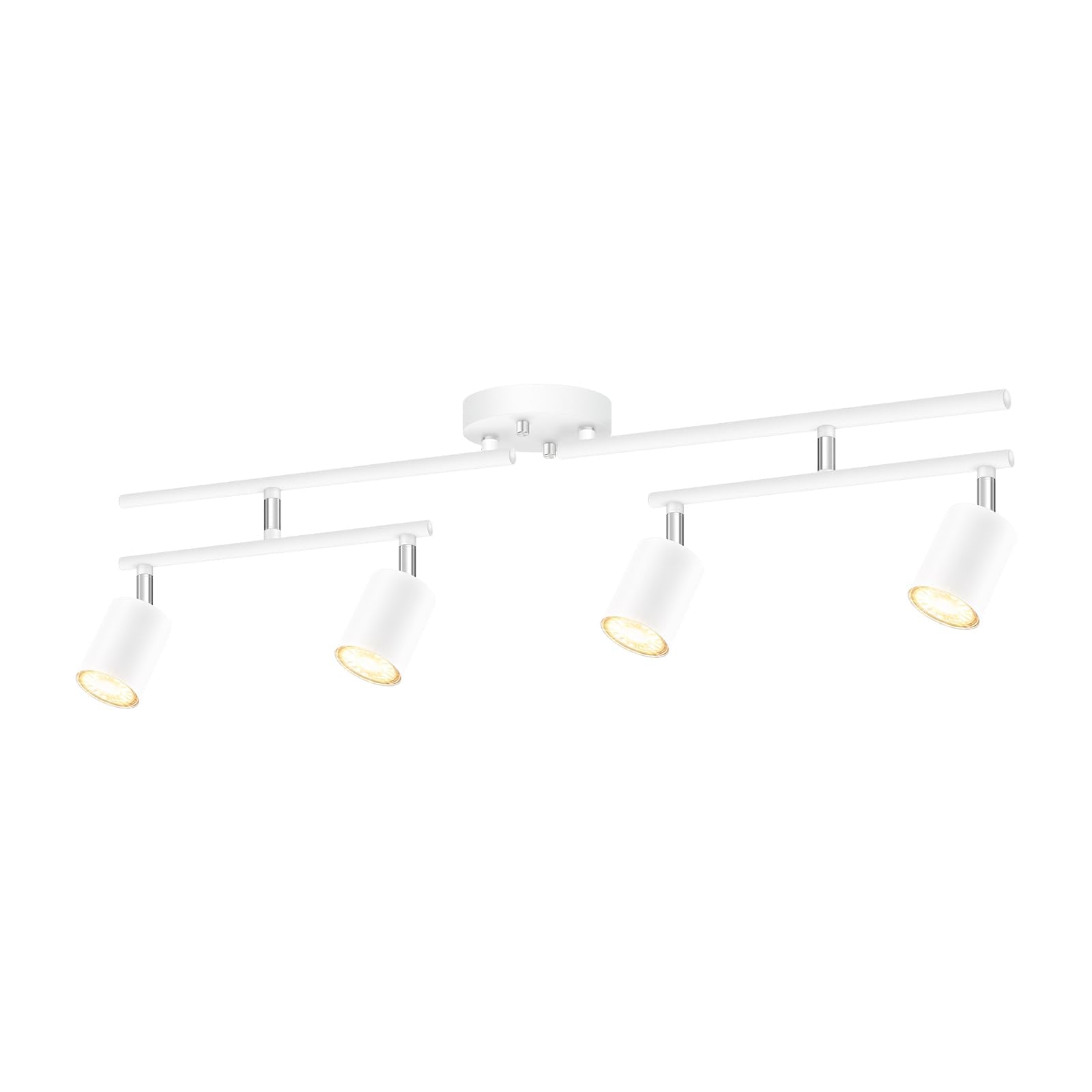 Track Lighting Fixture Ceiling, White Track Light for Kitchen, Modern 4 Light Track Lights Kit, 30'' Ceiling Lighting, Spotlight