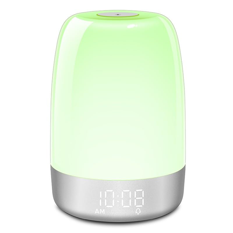 Bebcare Lola Portable Night Light and Clock with Sunrise Mode, Adjustable Brightness, Multi-Color Lighting, Alarm Clock, Wake-up