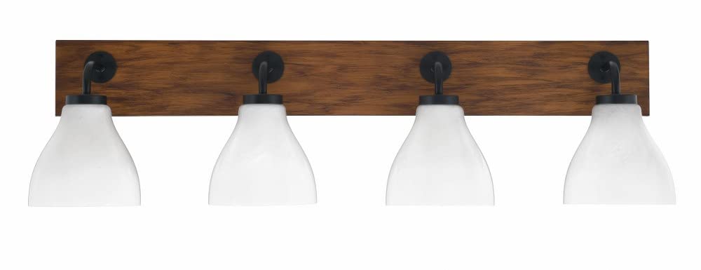 Toltec Lighting 1774-Mbwg-4761 Oxbridge - 4 Light Bath Bar-9.75 Inches Tall And 37 Inches Length, Finish Color: Matte Black/Painted Wood-Look Metal, Glass Color: White Marble