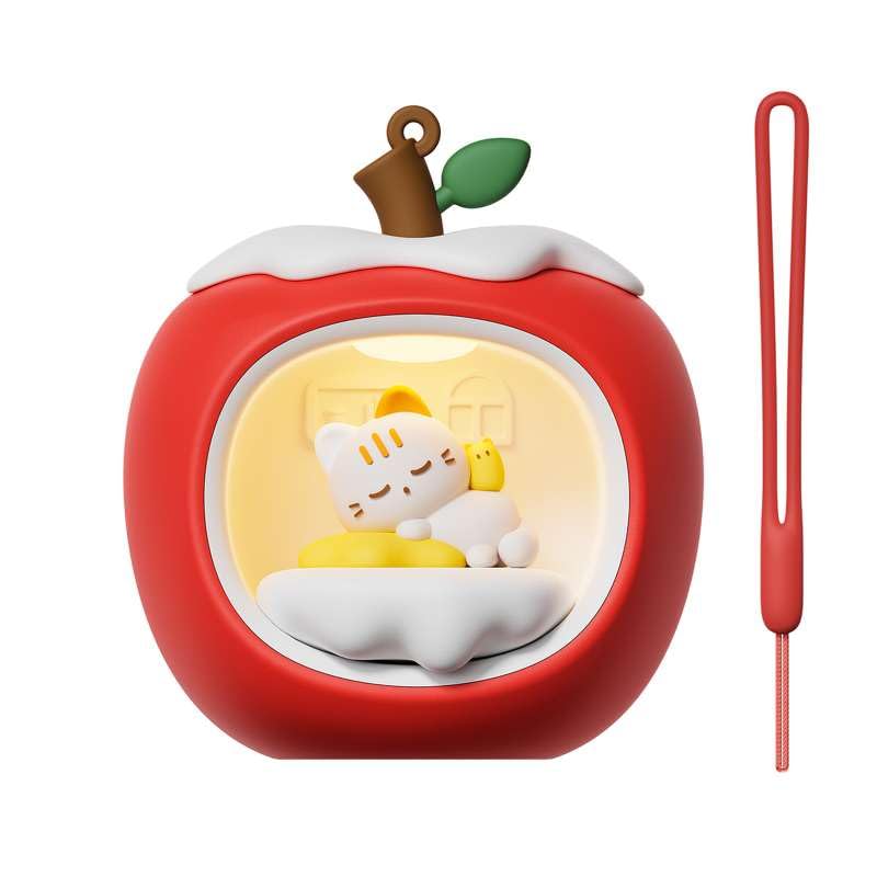 kvppvt Cute Apple House Rechargeable Small Night Light  Safe PVC and ABS Material  3 Brightness Levels  Tap Control  Warm Light  Toddler Sleeping Lamp  Bedroom Night Lamp  Gift for Baby and Kid (Cat)