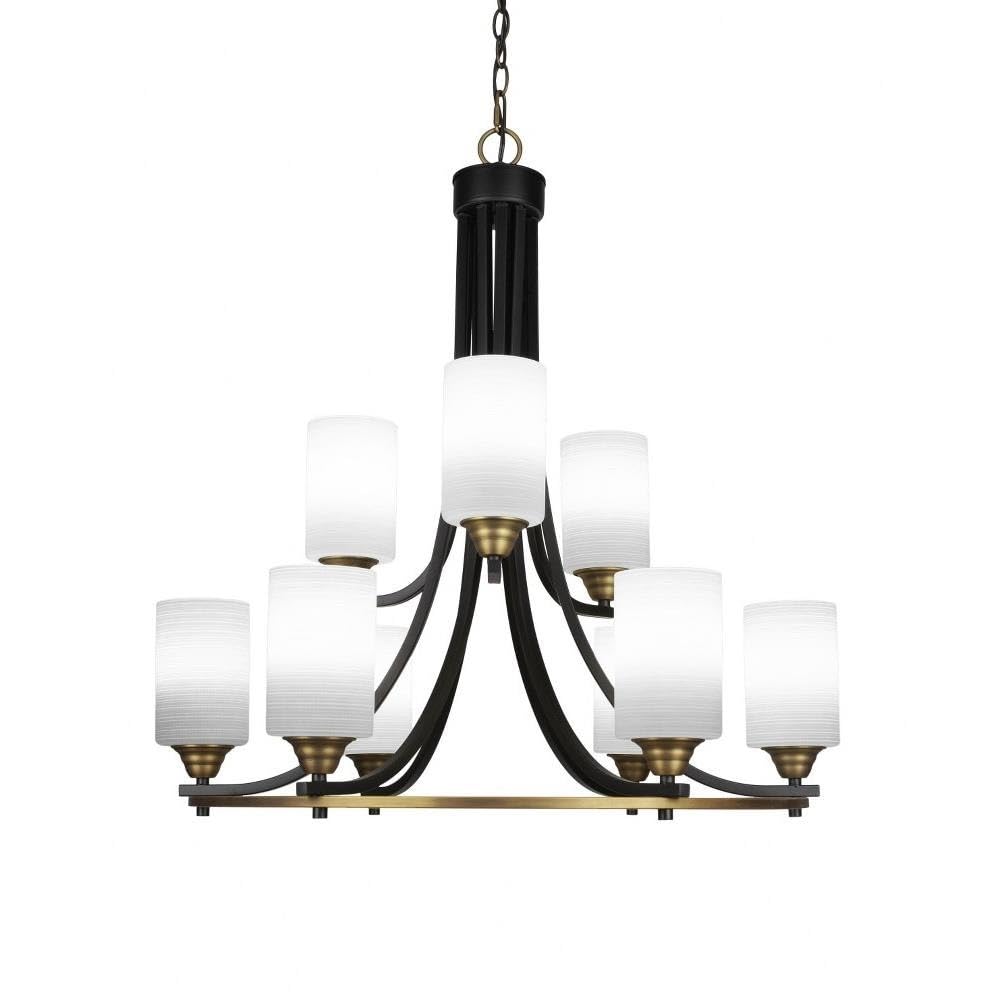 Toltec Lighting Paramount 9 Light Chandelier in Matte Black & Brass (3409-MBBR-4061)