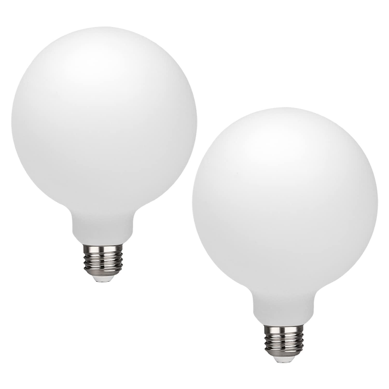 Myemitting 2 Pack G40/G125 Led Bulb Dimmable Globe Light, 5.5W (60W Equivalent), Natural White 4000K Cri 90+, Milky Glass, For B