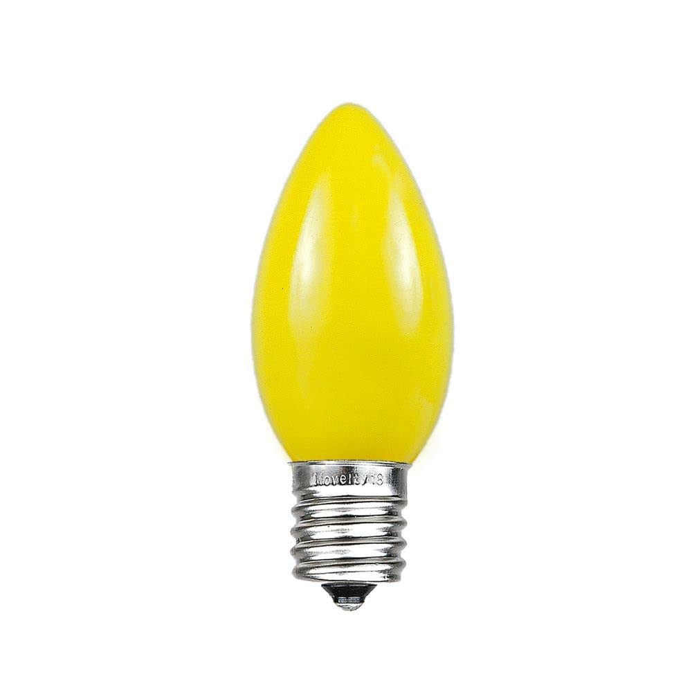 Novelty Lights C9 Ceramic Outdoor Christmas Replacement Bulbs, Yellow, E17/C9 Base, 25 Count, 7 Watt