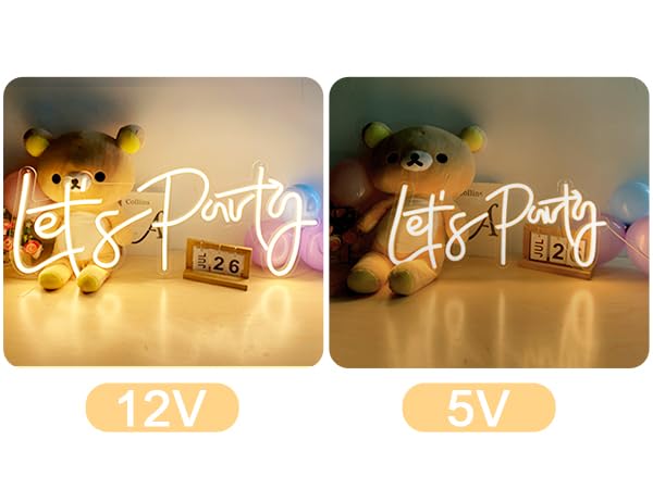 Divatla Super Large Neon Sign - Lets Party - Dimmable, Warm White - Ideal for Engagement, Prom, Wedding Decor
