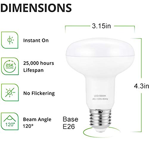 Small Frog BR25/R25 LED Can Light Bulbs, 9W Dimmable, 3000K Soft White, E26 Base, Pack of 4