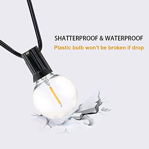 Meidaoduo Outdoor String Lights 50Ft G40 Led Globe Bulbs - Shatterproof, Connectable, Waterproof - 27 Bulbs (2 Extra), 25 E12 Ha