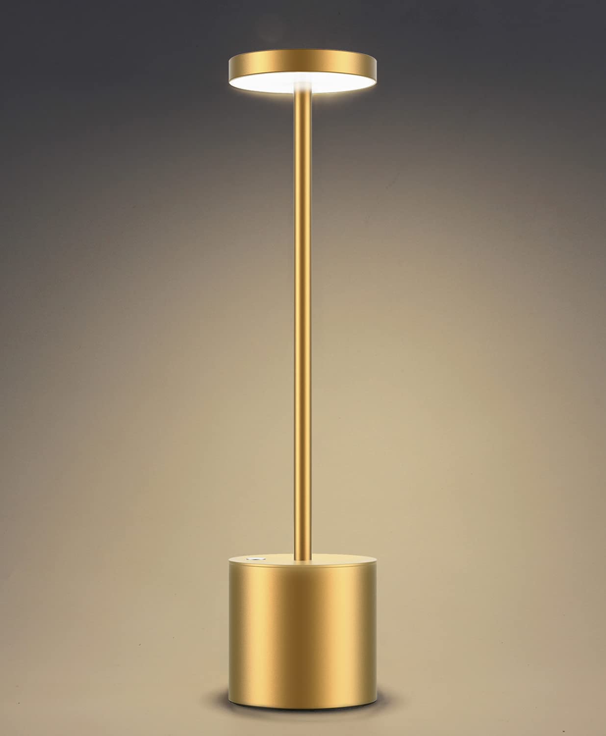 Yiben Cordless Led Table Lamp, 6000Mah Usb Rechargeable, 3 Brightness Levels, Gold