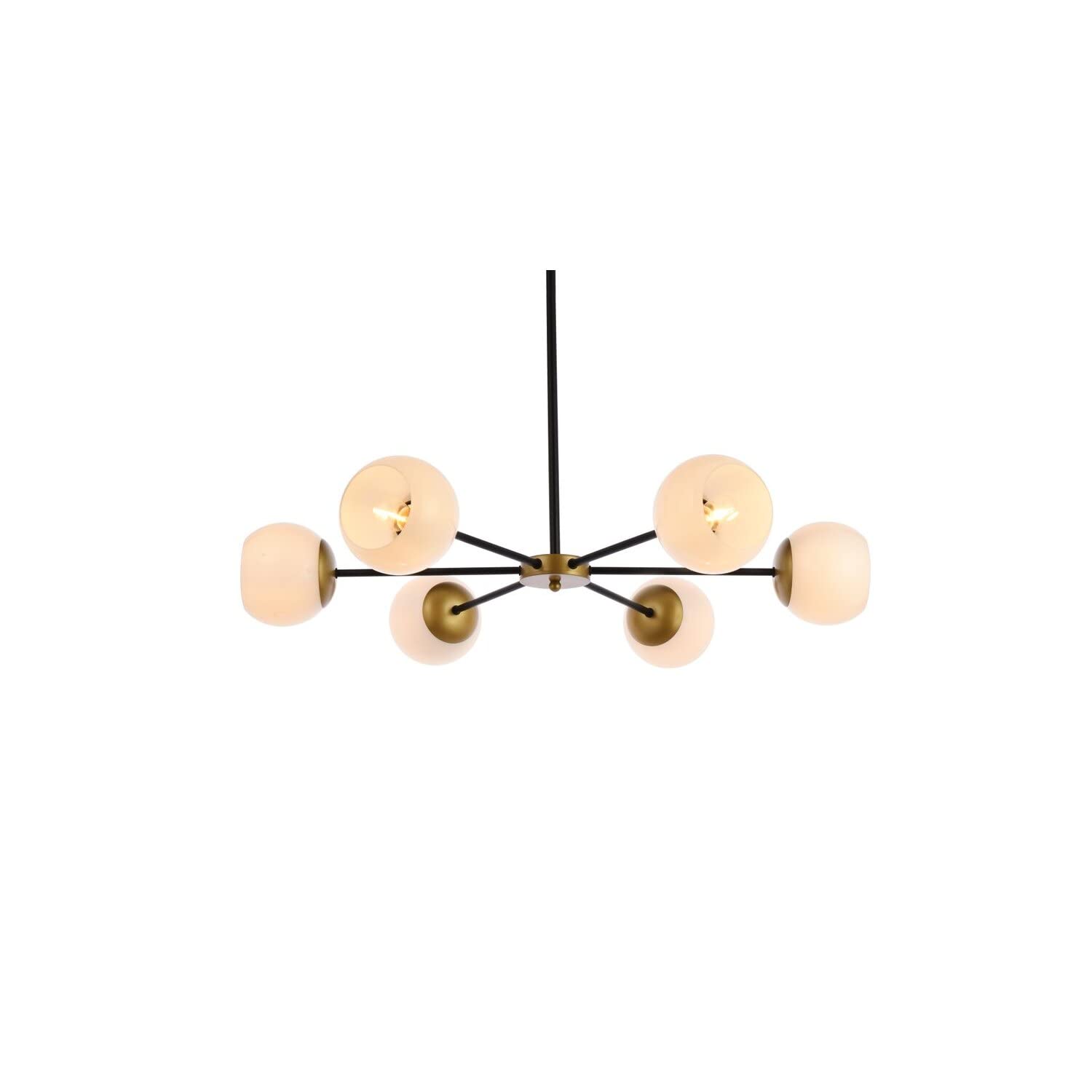 Living District Briggs 6-Light Metal Pendant with White Shade in Black and Brass